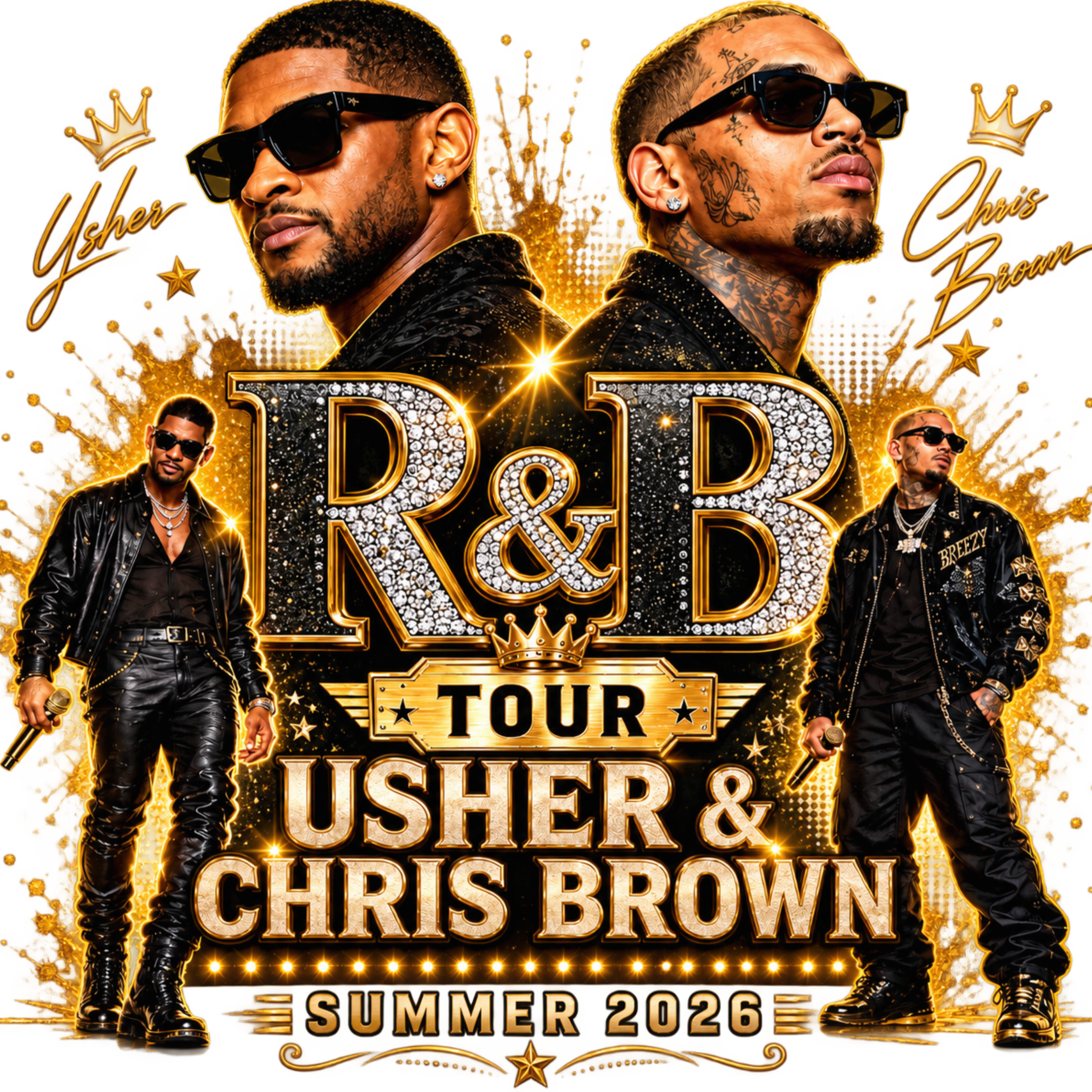 Usher & Chris Brown R&B Tour Summer 2026 Graphic T-Shirt – Unisex Concert Tee