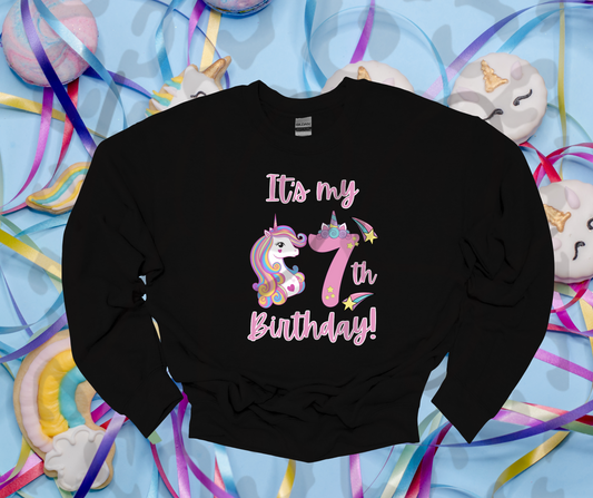 It's My 7th Birthday - Unicorn Crew Neck