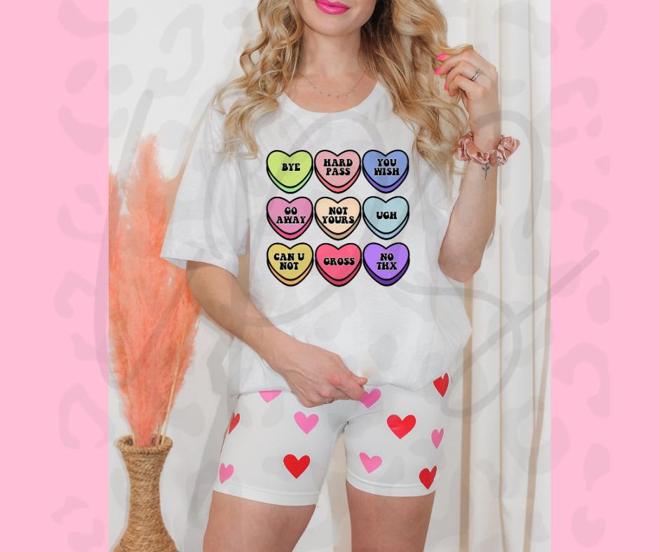 Cute Candy Hearts T-Shirt – Sweet Valentine Graphic Tee for Everyday Love