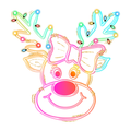 Neon Reindeer PNG – Colorful Christmas Lights Deer Face Clipart | Trendy Holiday Sublimation Design
