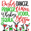 Dasher Dancer Prancer Vixen Whiskey Vodka Tequila Blitzen PNG – Funny Christmas Cocktail Clipart | Adult Holiday Sublimation Design