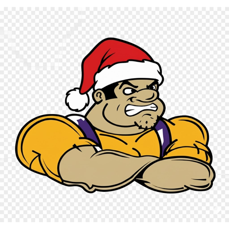 Muscle Santa PNG – Strong Santa Cartoon Clipart | Funny Christmas Tough Guy Sublimation Design