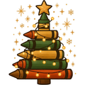 Pencil Christmas Tree PNG – Creative Holiday Teacher Clipart | Festive Art Supply Sublimation Design