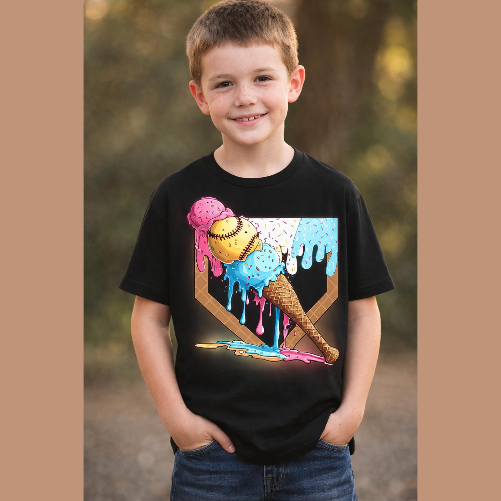 Melting Ice Cream Kids Shirt – Colorful Summer Graphic Tee