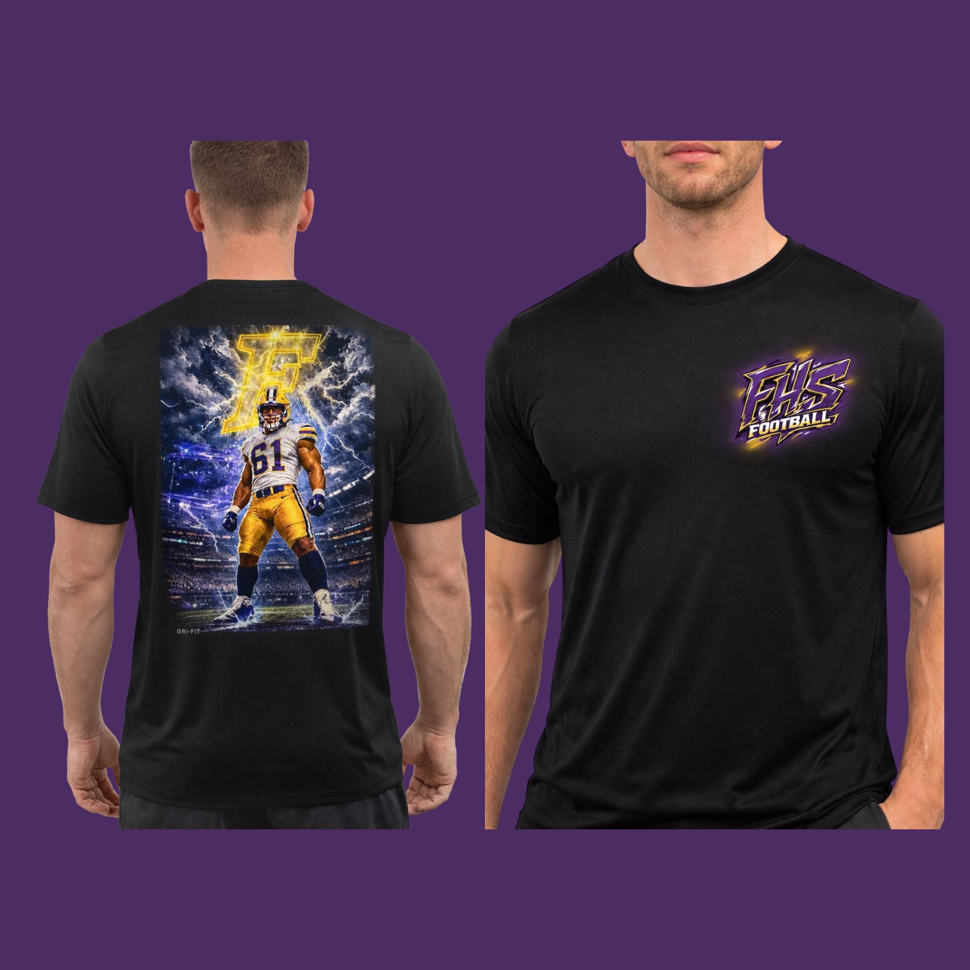 FHS Football Shirt – Bold Lightning Player Graphic Team Tee