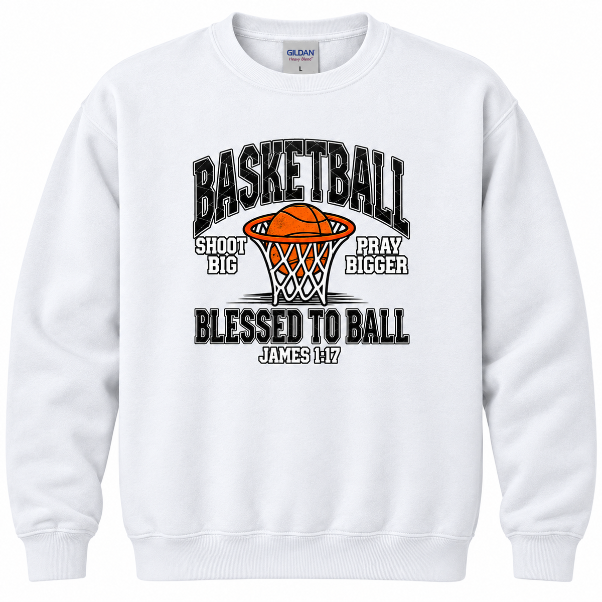 Blessed to Ball basketball crewneck adult 18000 white with approved smaller chest print