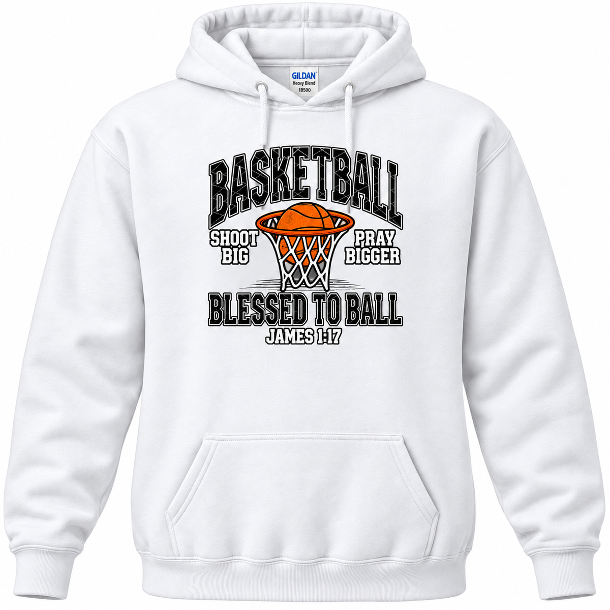 Blessed to Ball basketball hoodie adult 18500 white with approved smaller chest print