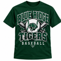 Blue Ridge Tigers Baseball Tee – Green & White Game Day Shirt - Forest Green