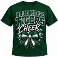 Blue Ridge Tigers Cheer Tee – Green & White Cheer Spirit Shirt - Forest Green