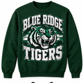 Blue Ridge Tigers Crewneck Sweatshirt – Green & White Spirit Wear - Forest Green
