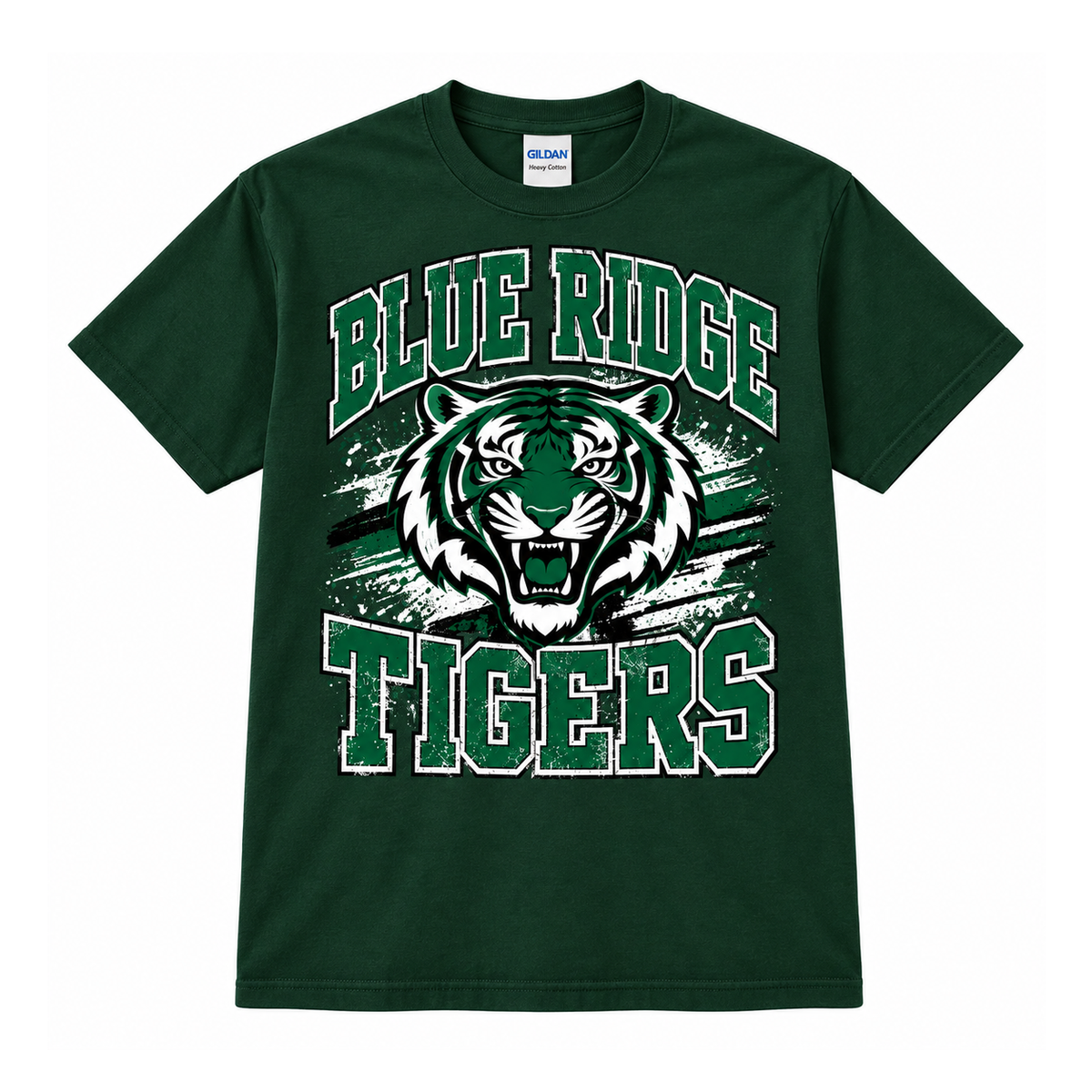 Blue Ridge Tigers Spirit Tee - Gildan Forest Green approved SOP mockup