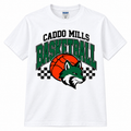 Caddo Mills checkered basketball tee, adult gildan 64000, white, approved corrected checkerboard