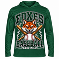 Caddo Mills Foxes baseball Team 365 adult forest performance hooded shirt front