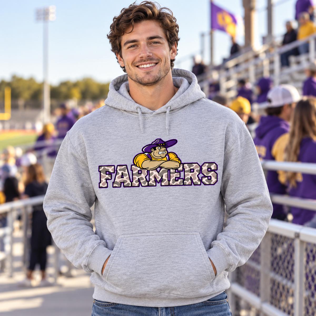 Farmersville farmer joe camo hoodie lifestyle