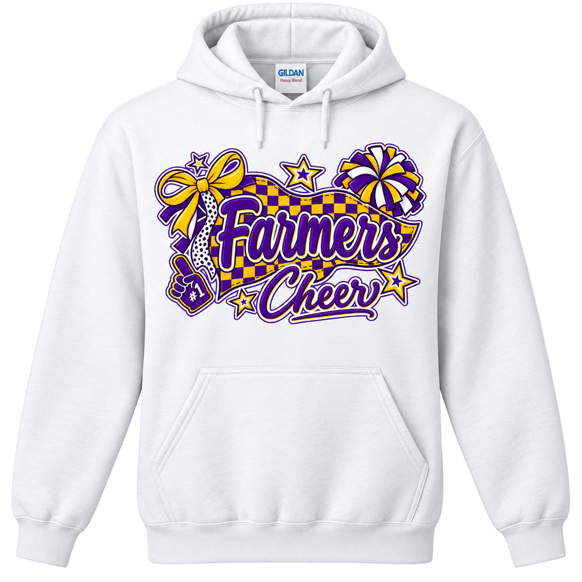 Farmersville farmers cheer — adult Gildan 18500, White