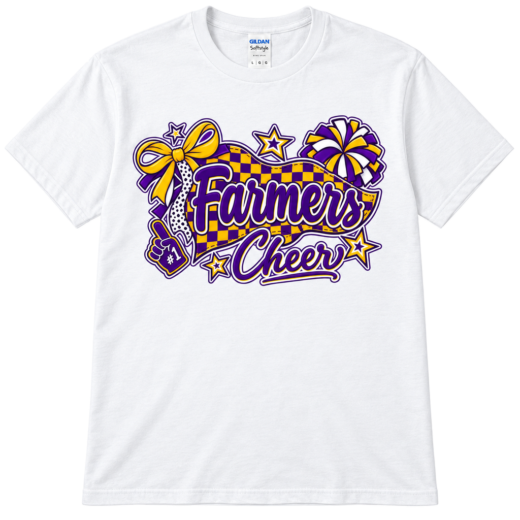 Farmersville farmers cheer — adult Gildan Softstyle 64000, White