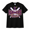 Farmersville Farmers Crossed Bats Baseball Tee adult Gildan 64000 Black approved outlined artwork