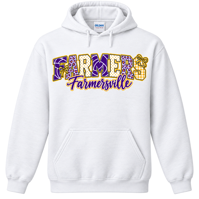 Farmersville Farmers Pattern Bows Hoodie – Adult, Youth & Toddler