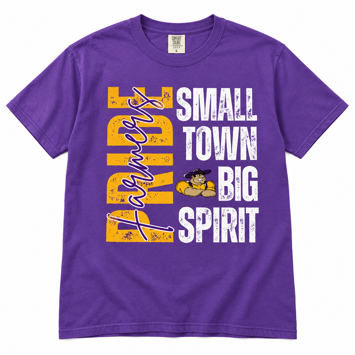 Farmersville Small Town Big Spirit tee adult Comfort Colors 1717 Violet