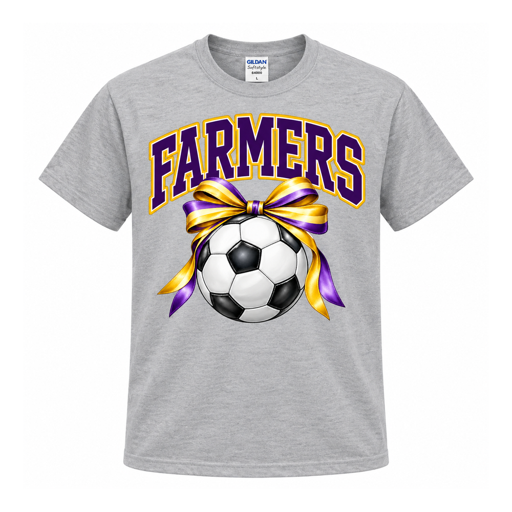 Farmers soccer bow tee — Adult Gildan 64000, Sport Gray