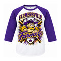 Farmersville Farmers Baseball Raglan adult white purple