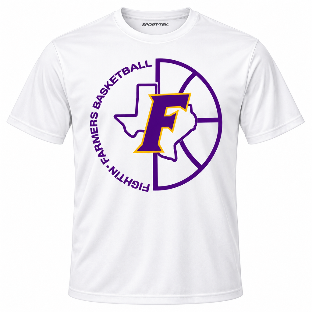 Farmersville Fightin Farmers Basketball Sport-Tek short sleeve white approved mockup
