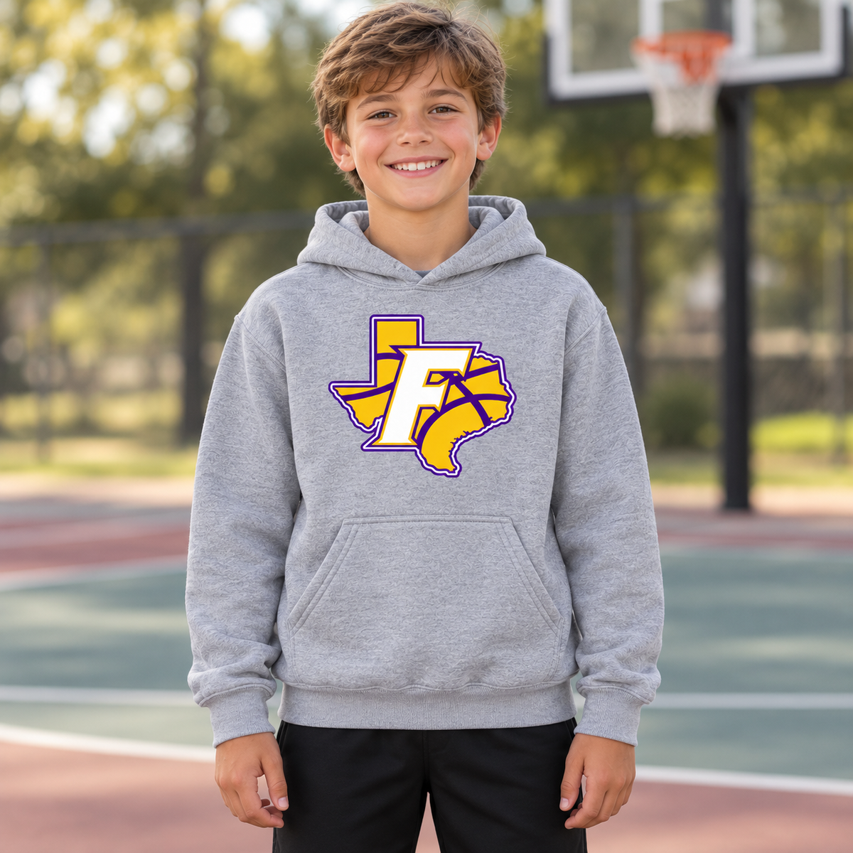 Farmersville Texas F Youth Gildan 18500B Sport Grey lifestyle APPROVED