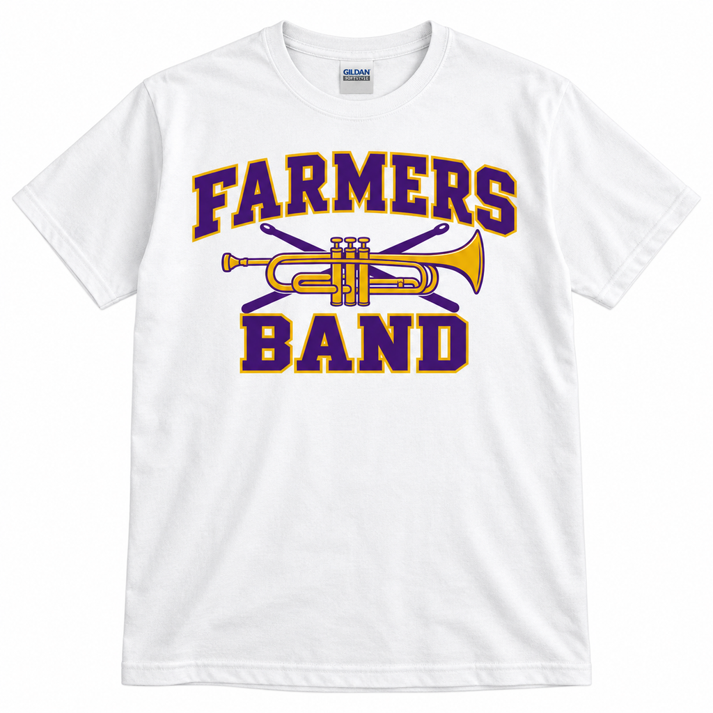 Farmersville band Adult Gildan Softstyle 64000 White tee