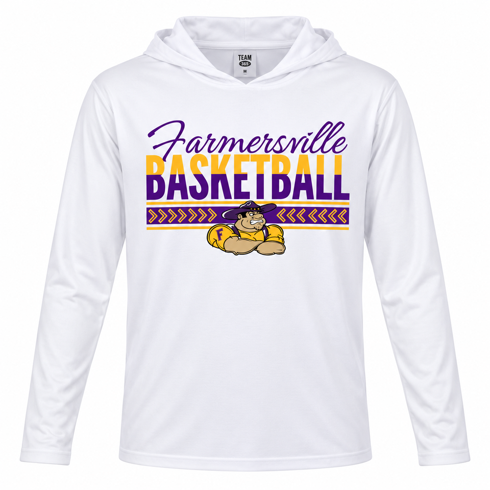 Farmersville Chevron Banner Purple Script Adult Team 365 TT41 White studio approved