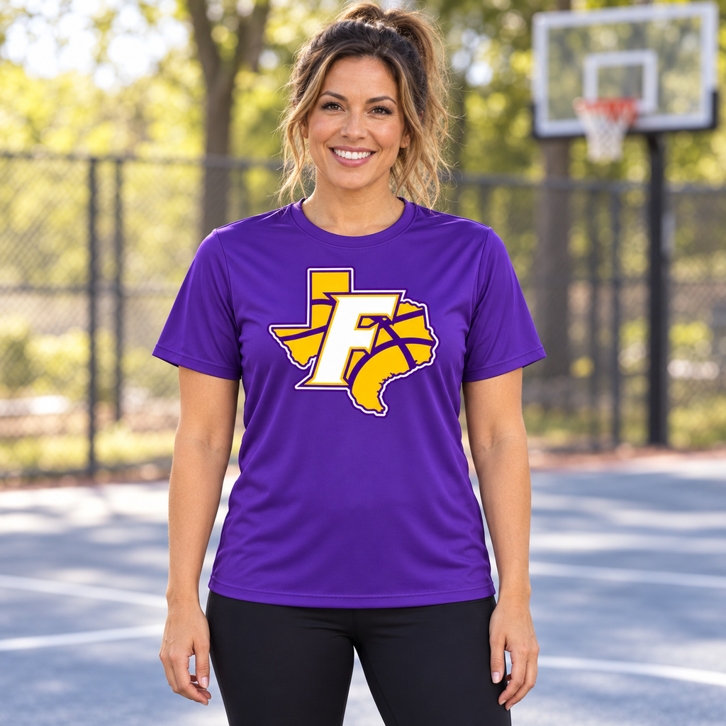 Farmersville Texas F adult Sport-Tek ST350 Purple lifestyle approved