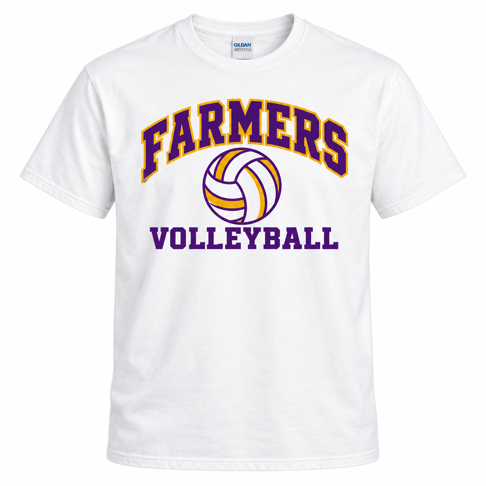 Farmersville Farmers Volleyball white Gildan Softstyle 64000 adult T-shirt