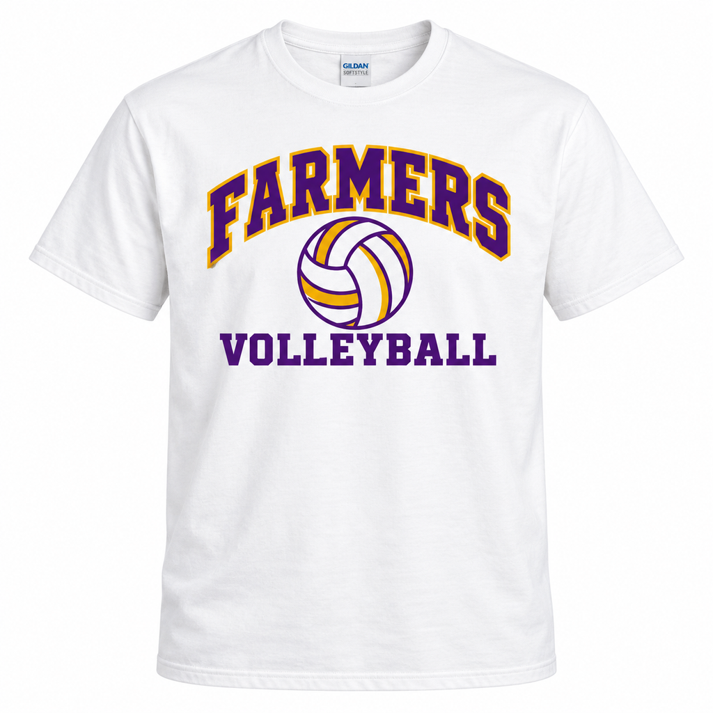 Farmersville Farmers Volleyball white Gildan Softstyle 64000 adult T-shirt