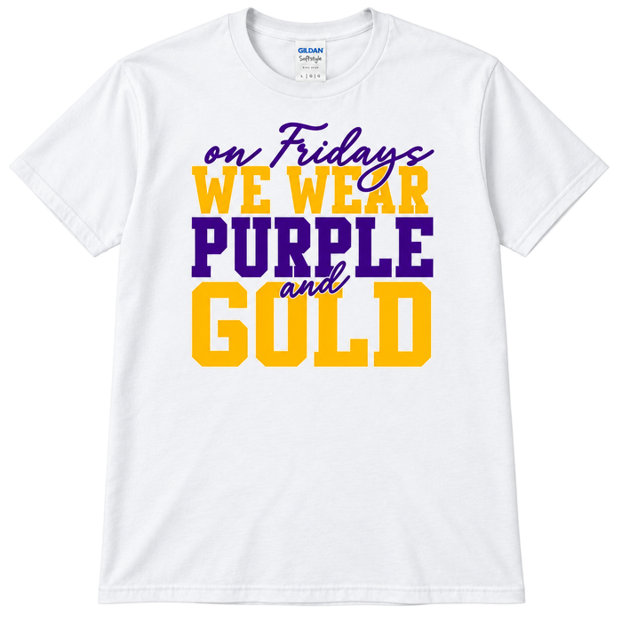 Farmersville On Fridays Purple and Gold Tee – Adult, Youth & Toddler