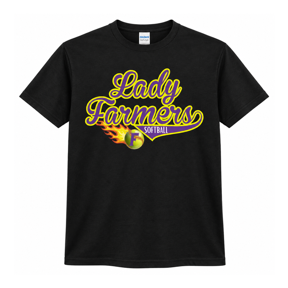 Farmersville Lady Farmers softball adultGildan Black approved mockup