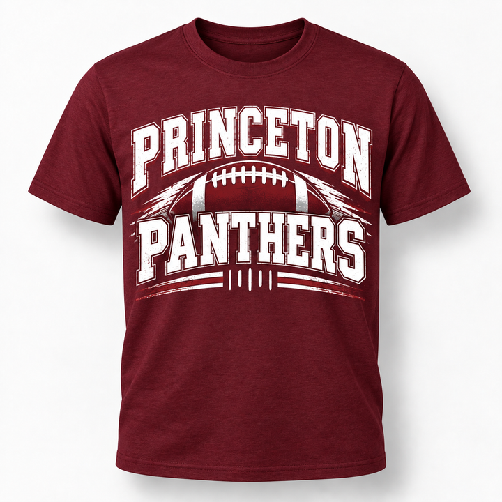 Princeton Panthers maroon football tee