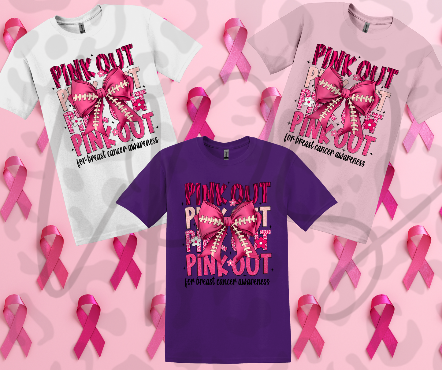 Pink Out Football Bow T-Shirt