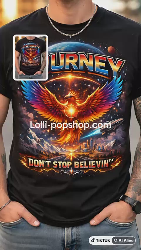 Journey Don’t Stop Believin’ Shirt – Cosmic Phoenix Graphic Tee