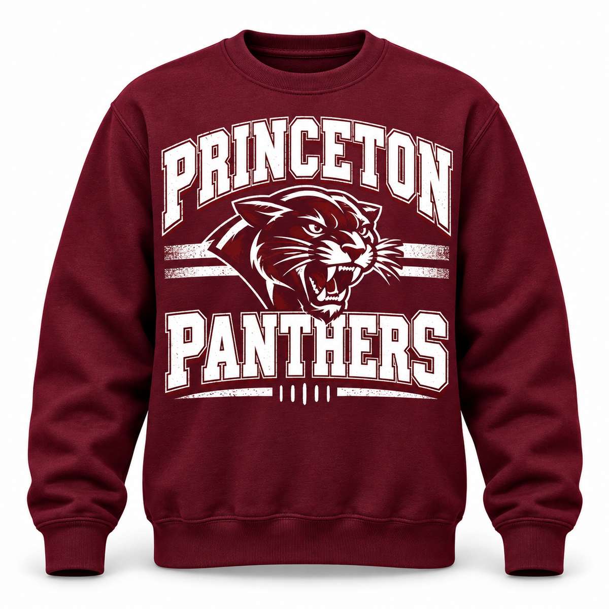 Princeton Panthers maroon crewneck sweatshirt retail mockup