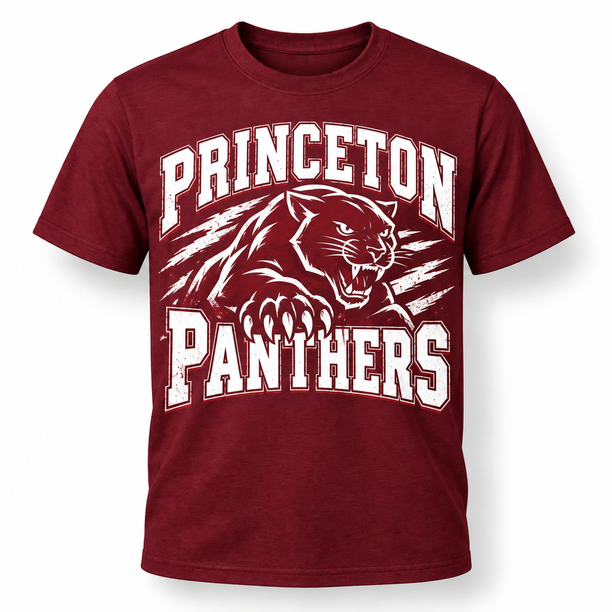 Princeton Panthers maroon spirit tee retail mockup