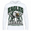 Prosper Eagles baseball Team 365 adult white performance hooded shirt front