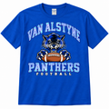 Van Alstyne Panther halftone football tee — Gildan Softstyle 64000 Adult Royal Blue