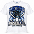 Van Alstyne Panther Mascot Baseball Tee — Adult Gildan Softstyle 64000 White