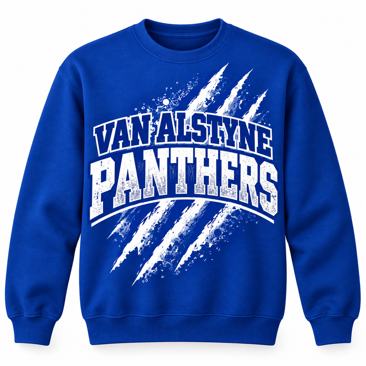 Van Alstyne Panthers blue crewneck sweatshirt retail mockup